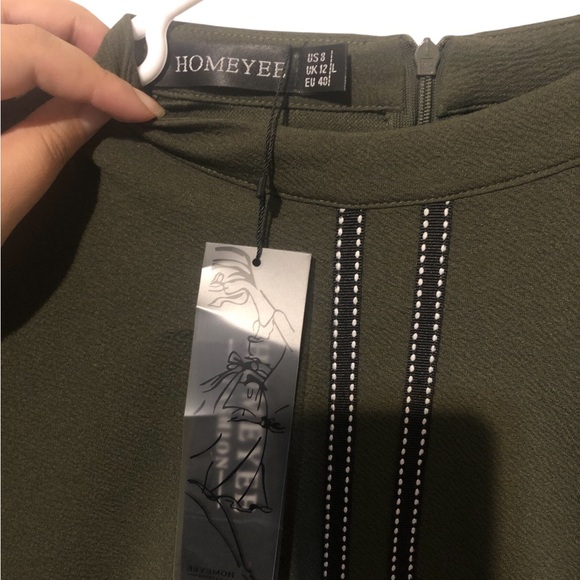 NWT Homeyee size L dark green pencil dress, 3/4 sleeves. - Picture 2 of 8